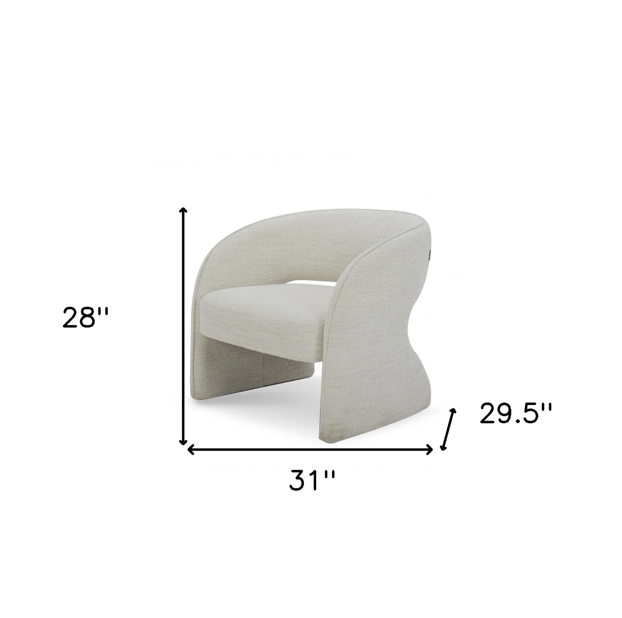 31" Cream Textural Solid Color Arm Chair By Homeroots - Image 5