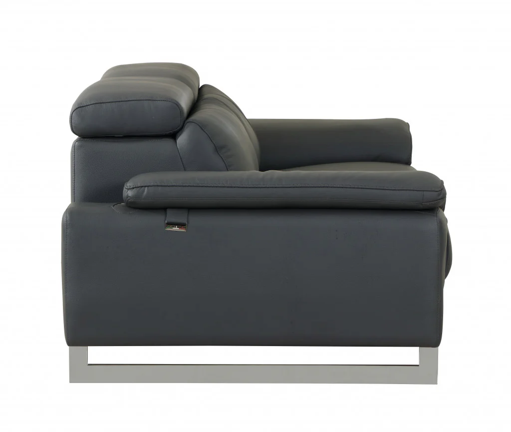 31" Dark Grey Tasteful Leather Chair By Homeroots - Image 5