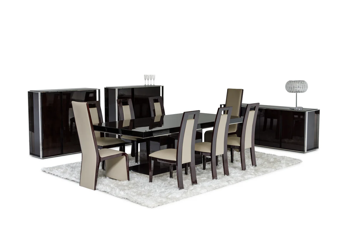 31' Ebony Lacquer Mdf Glass And Steel Buffet By Homeroots - Image 2