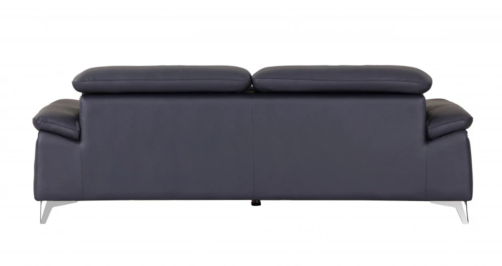 31" Fashionable Navy Leather Sofa By Homeroots - Image 2