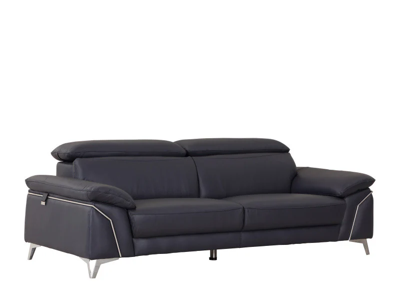31" Fashionable Navy Leather Sofa By Homeroots - Image 3