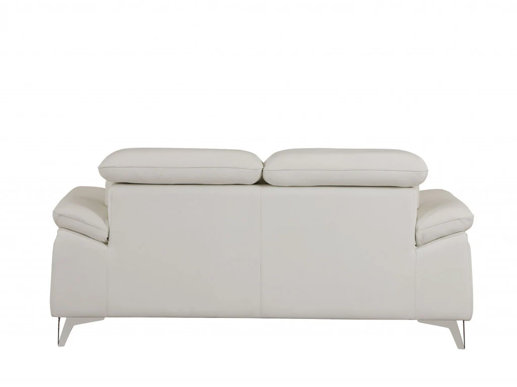 31" Fashionable White Leather Loveseat By Homeroots - Image 2