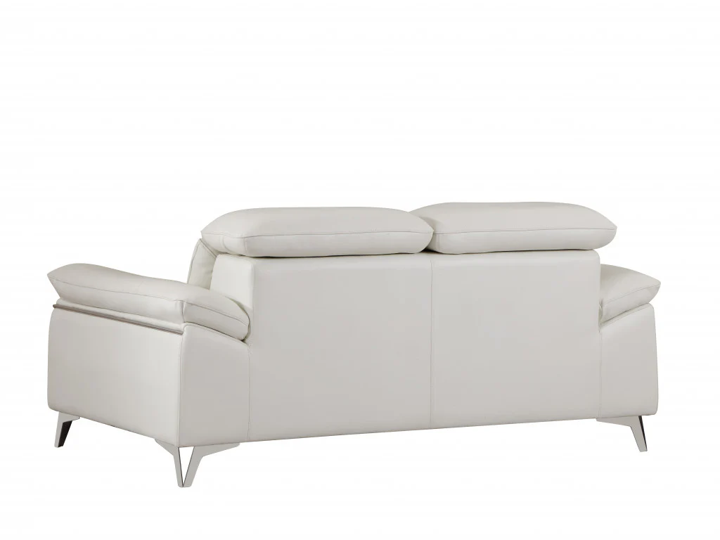 31" Fashionable White Leather Loveseat By Homeroots - Image 3