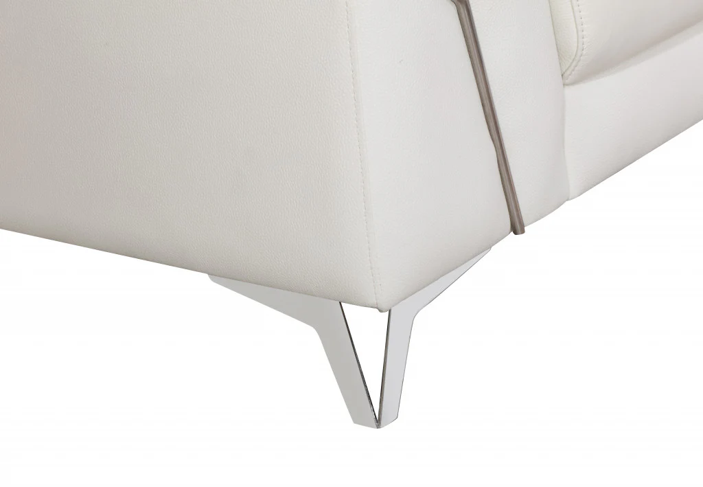 31" Fashionable White Leather Loveseat By Homeroots - Image 5