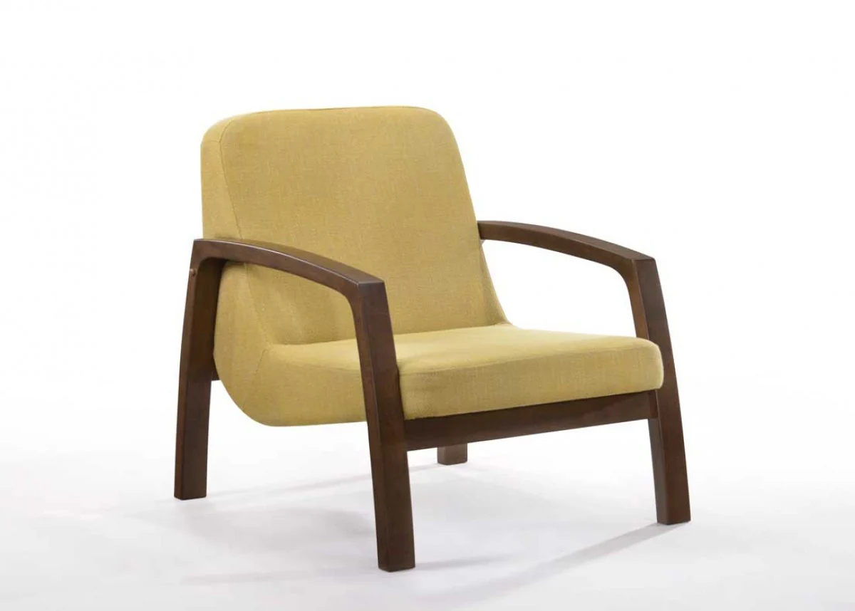 31" Gold and Walnut Retro Modern Wood Armchair By Homeroots - Image 2