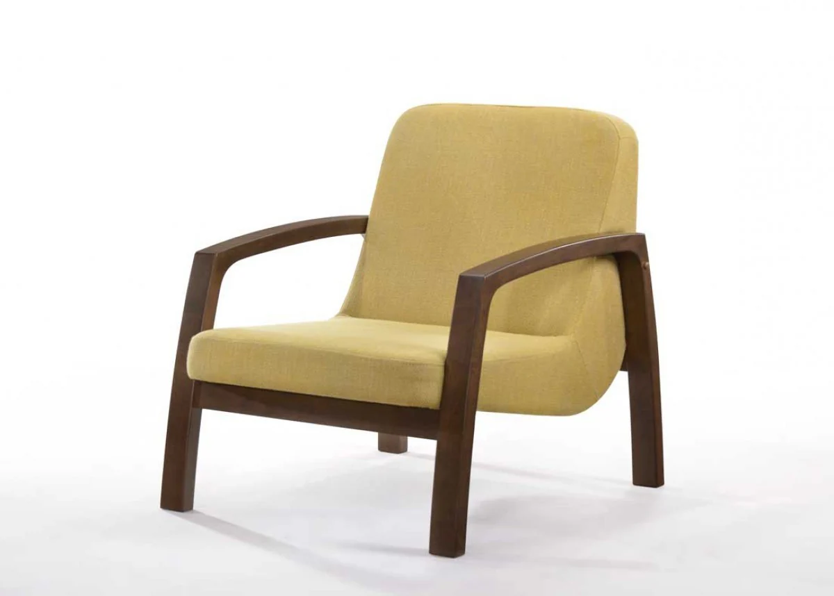 31" Gold and Walnut Retro Modern Wood Armchair By Homeroots - Image 4
