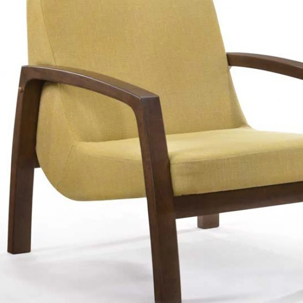 31" Gold and Walnut Retro Modern Wood Armchair By Homeroots - Image 5