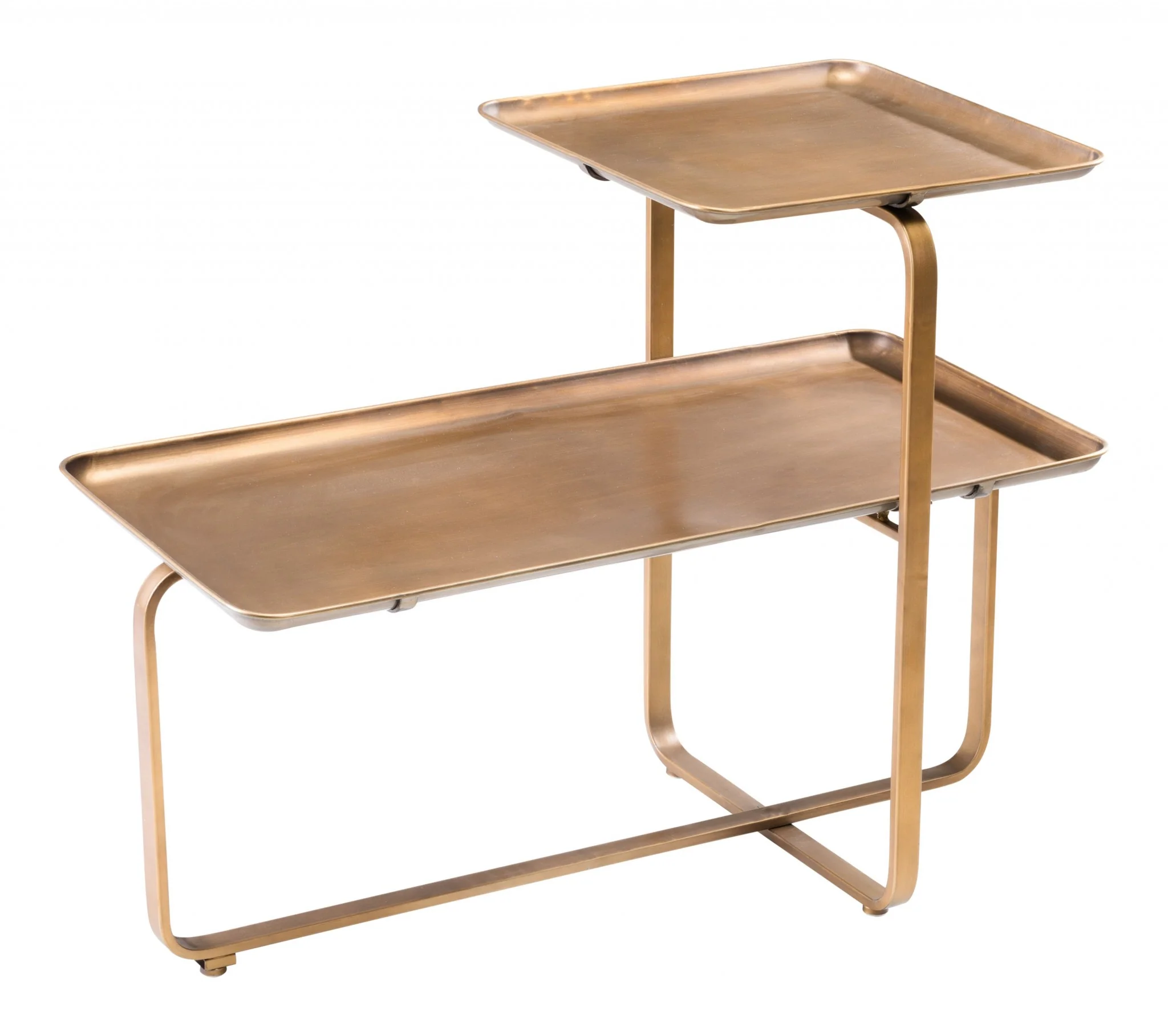 31" Gold Square and Rectangular Two Level Coffee Table By Homeroots - Image 2