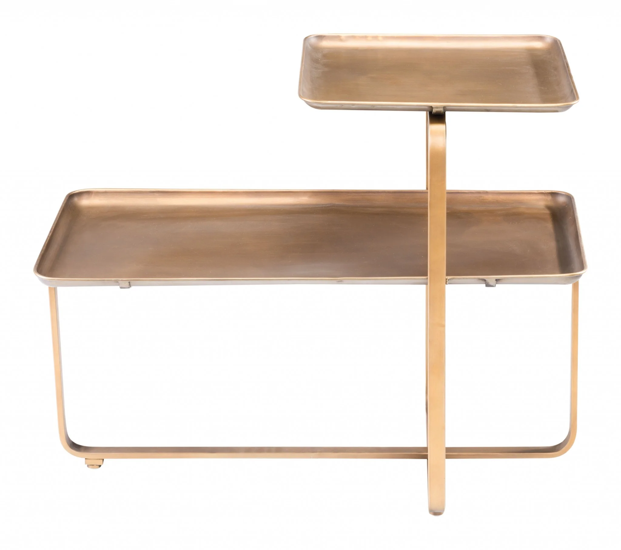 31" Gold Square and Rectangular Two Level Coffee Table By Homeroots - Image 4