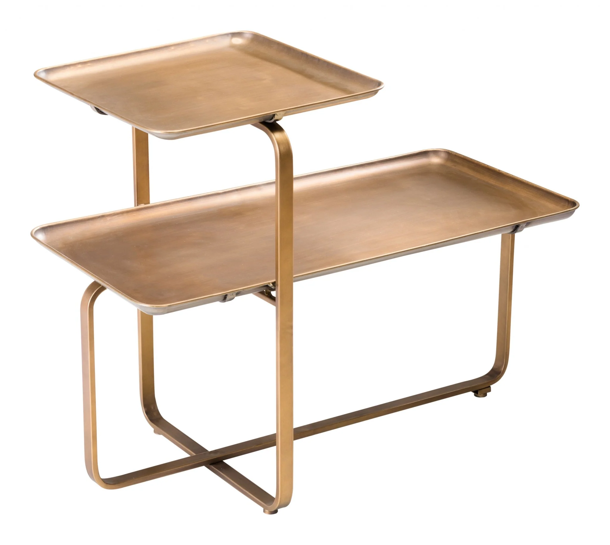31" Gold Square and Rectangular Two Level Coffee Table By Homeroots - Image 5