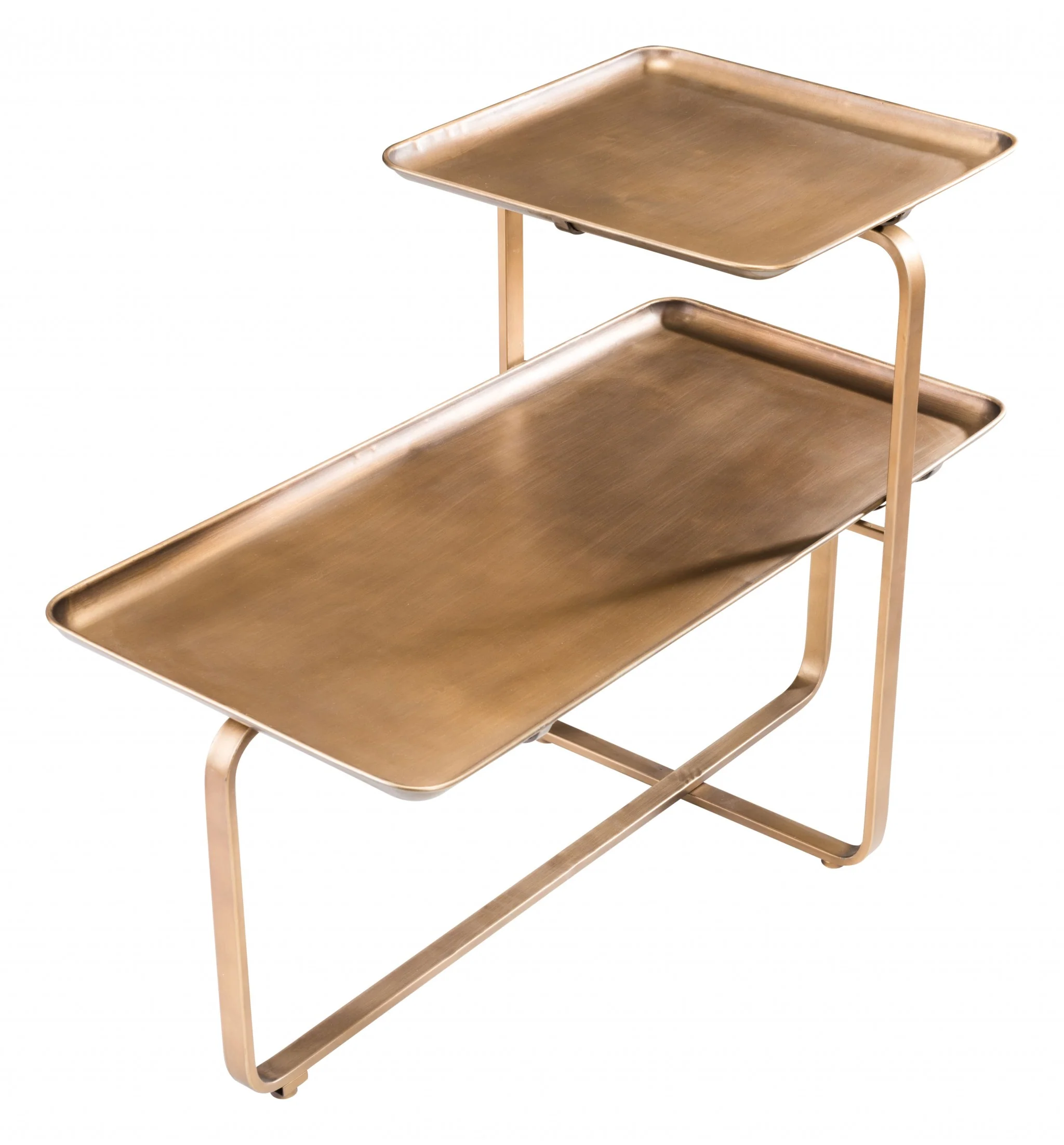 31" Gold Square and Rectangular Two Level Coffee Table By Homeroots - Image 6