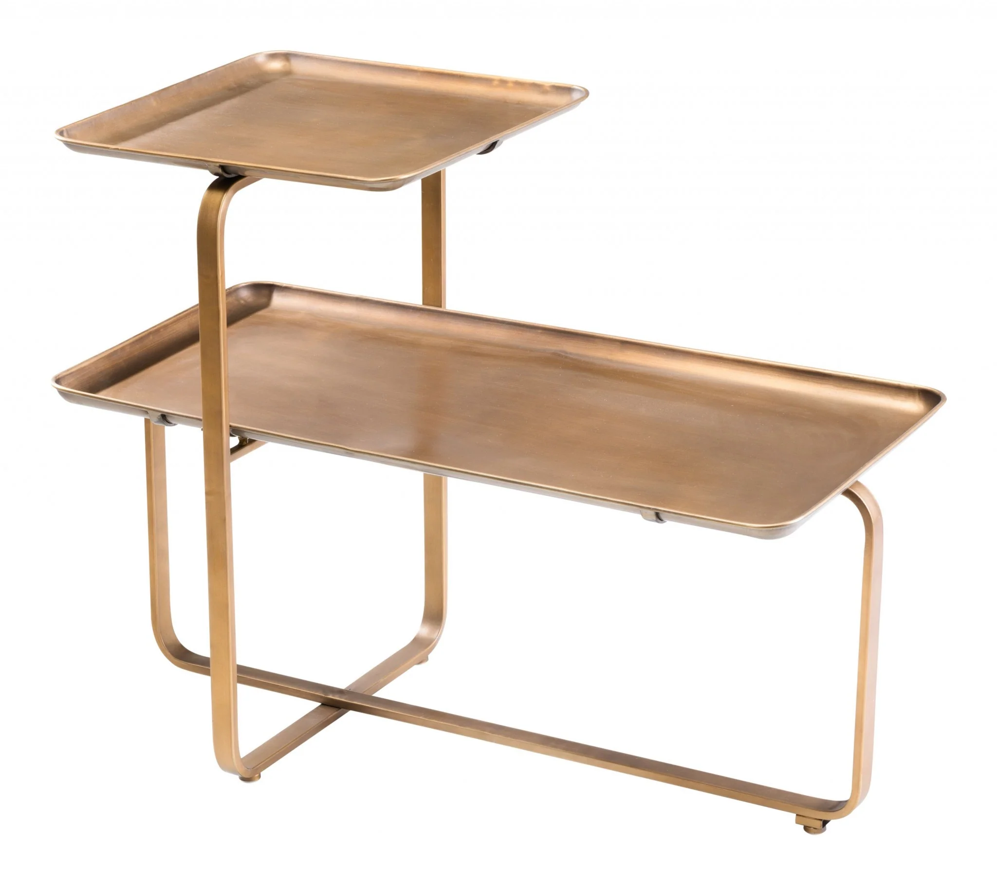 31" Gold Square and Rectangular Two Level Coffee Table By Homeroots - Image 7