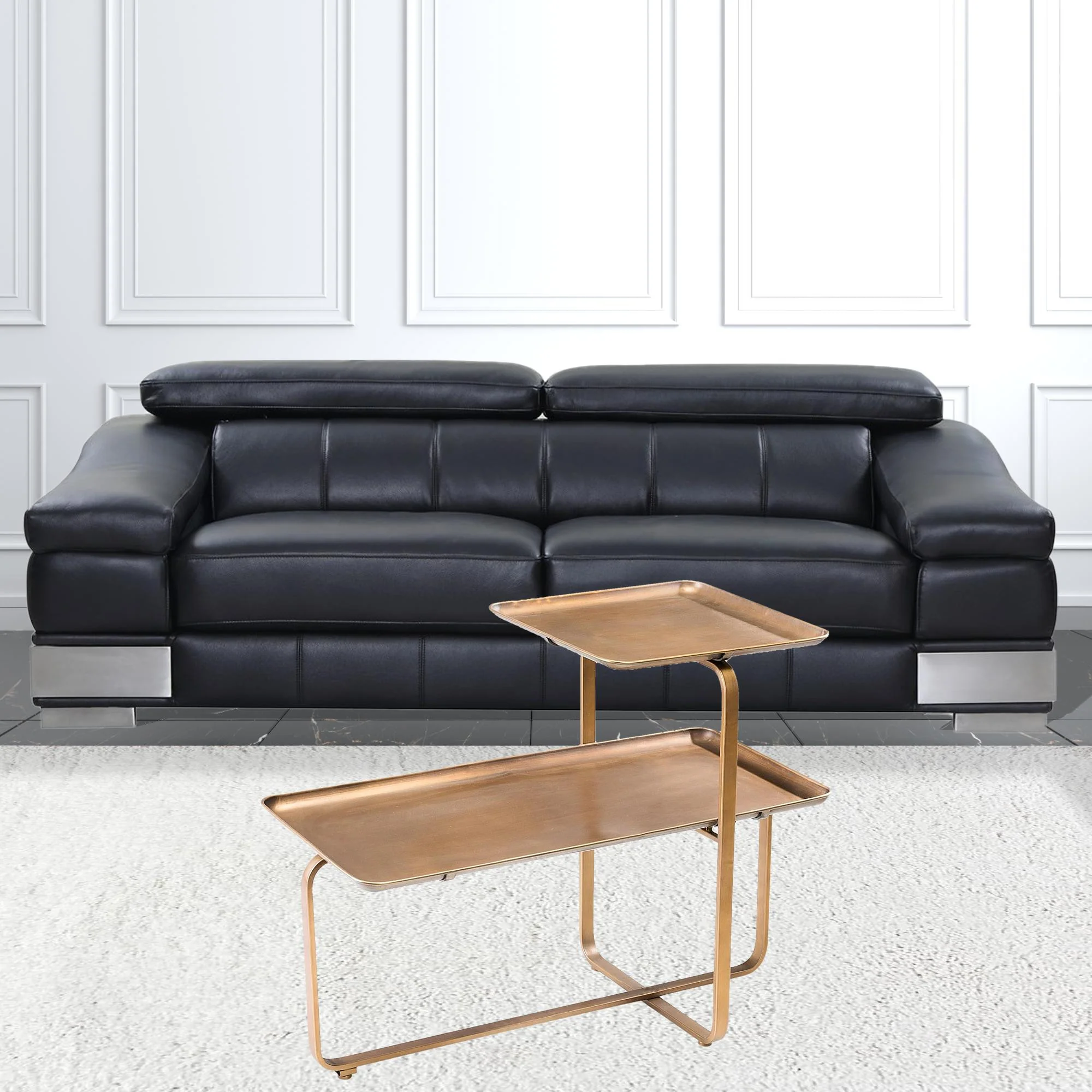 31" Gold Square and Rectangular Two Level Coffee Table By Homeroots - Image 8