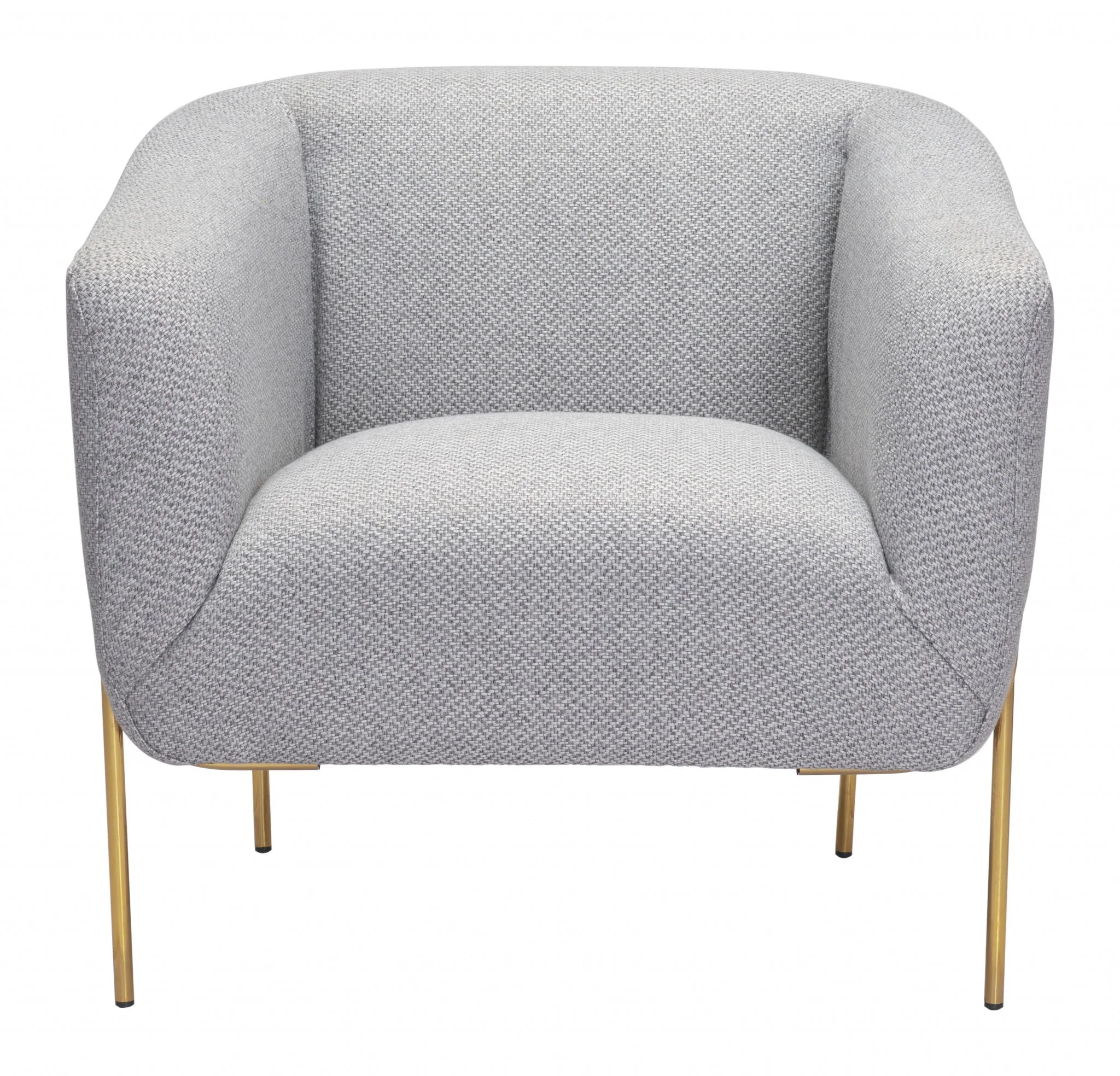 31" Gray And Gold Linen Barrel Chair By Homeroots - Image 3