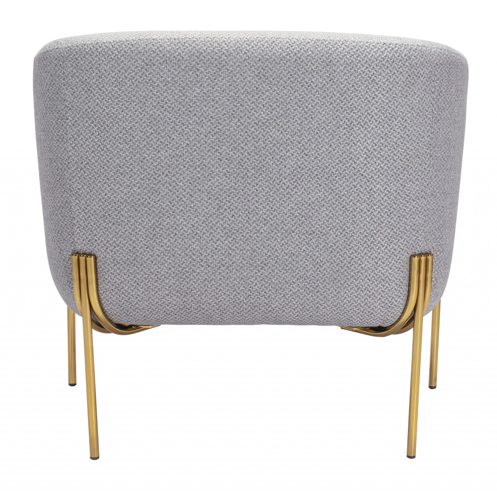 31" Gray And Gold Linen Barrel Chair By Homeroots - Image 4
