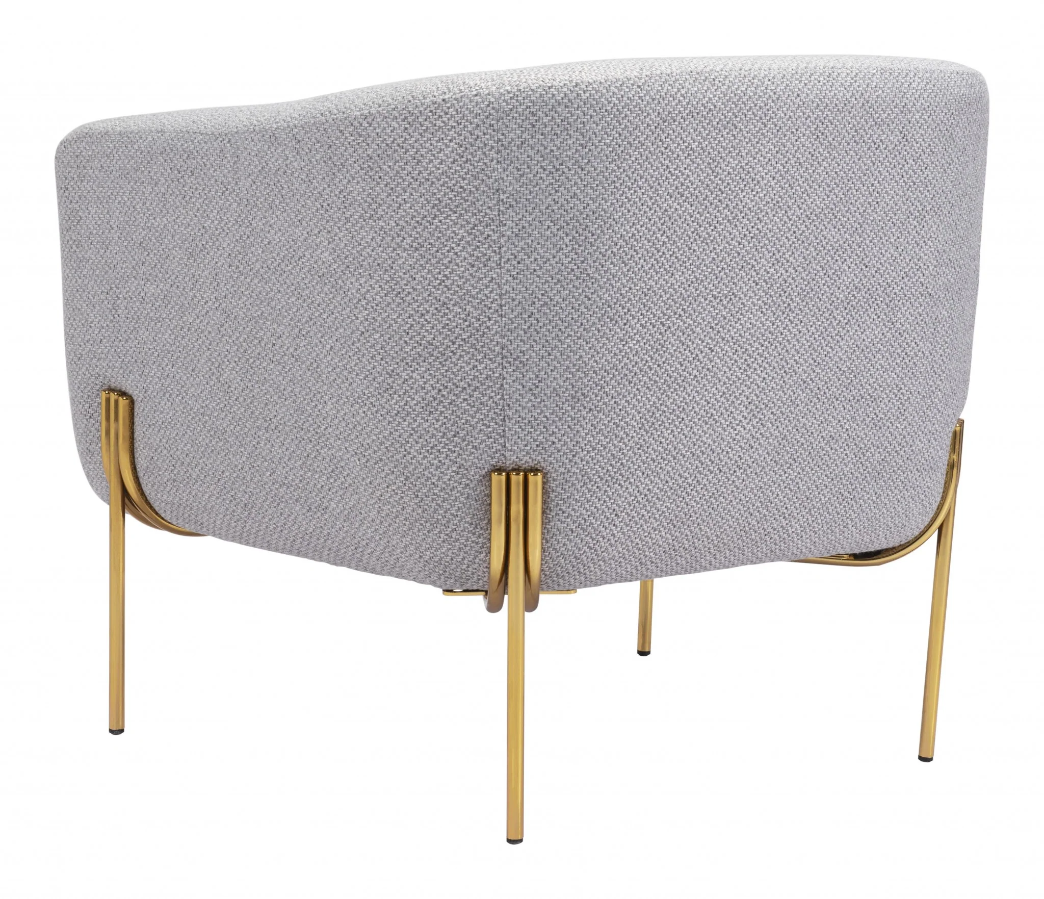 31" Gray And Gold Linen Barrel Chair By Homeroots - Image 5
