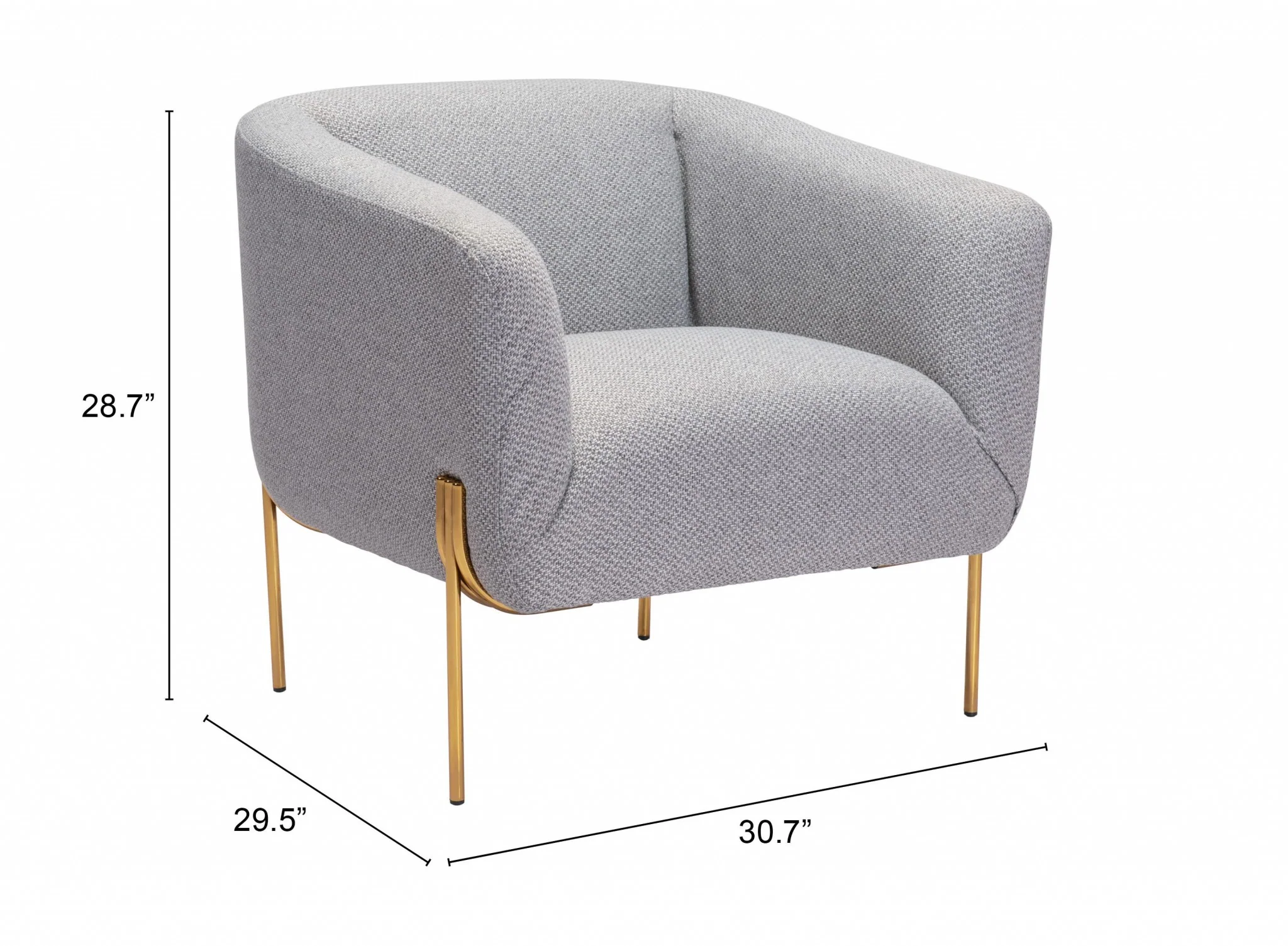 31" Gray And Gold Linen Barrel Chair By Homeroots - Image 8