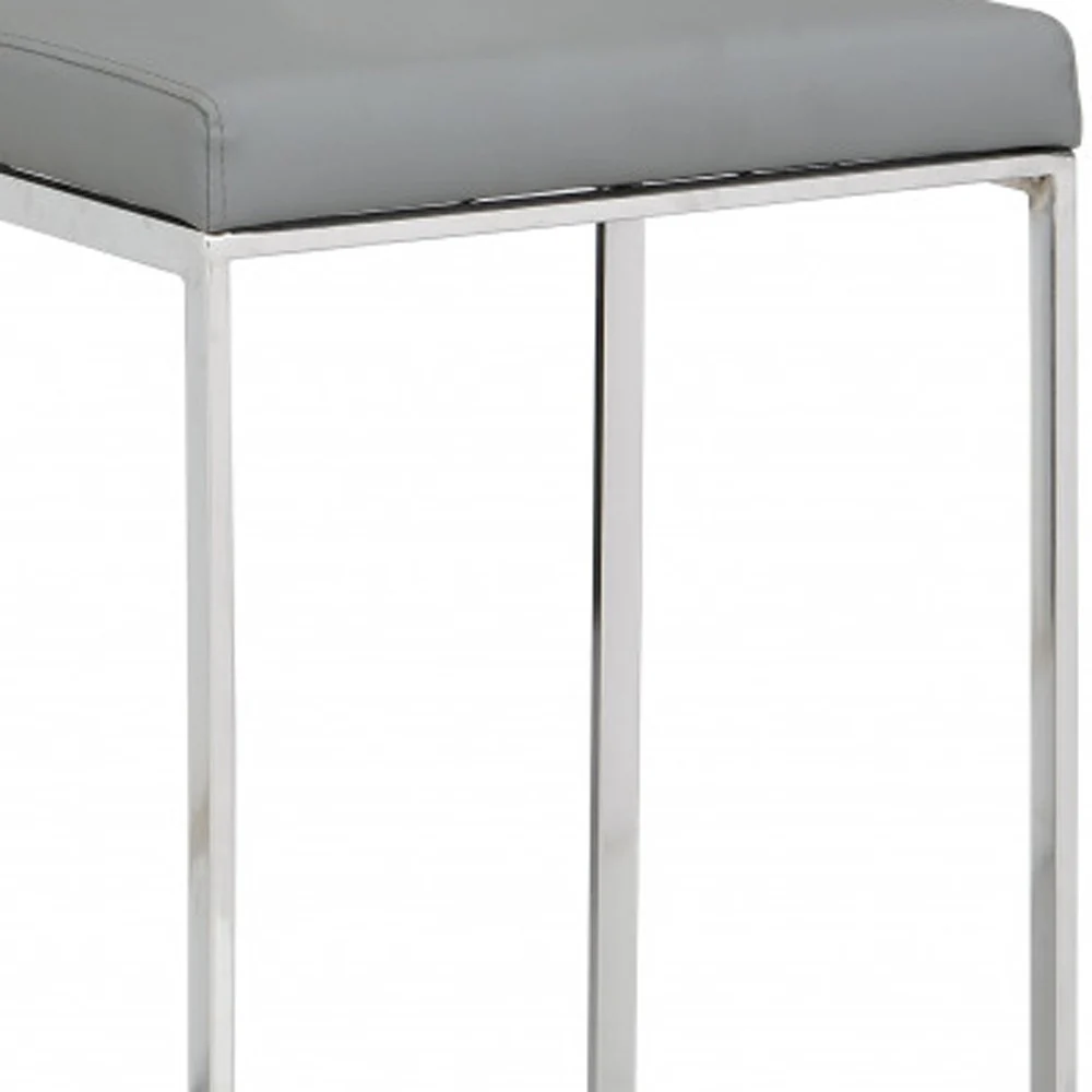 31" Gray Faux Leather And Solid Wood Backless Bar Height Chair With Footrest By Homeroots - Image 3