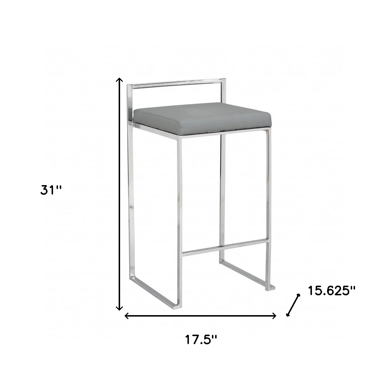 31" Gray Faux Leather And Solid Wood Backless Bar Height Chair With Footrest By Homeroots - Image 5