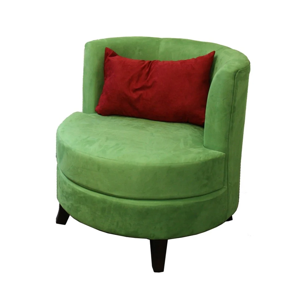 31" Green Microfiber Retro Round Accent Chair with Contrast Pillow By Homeroots - Image 2