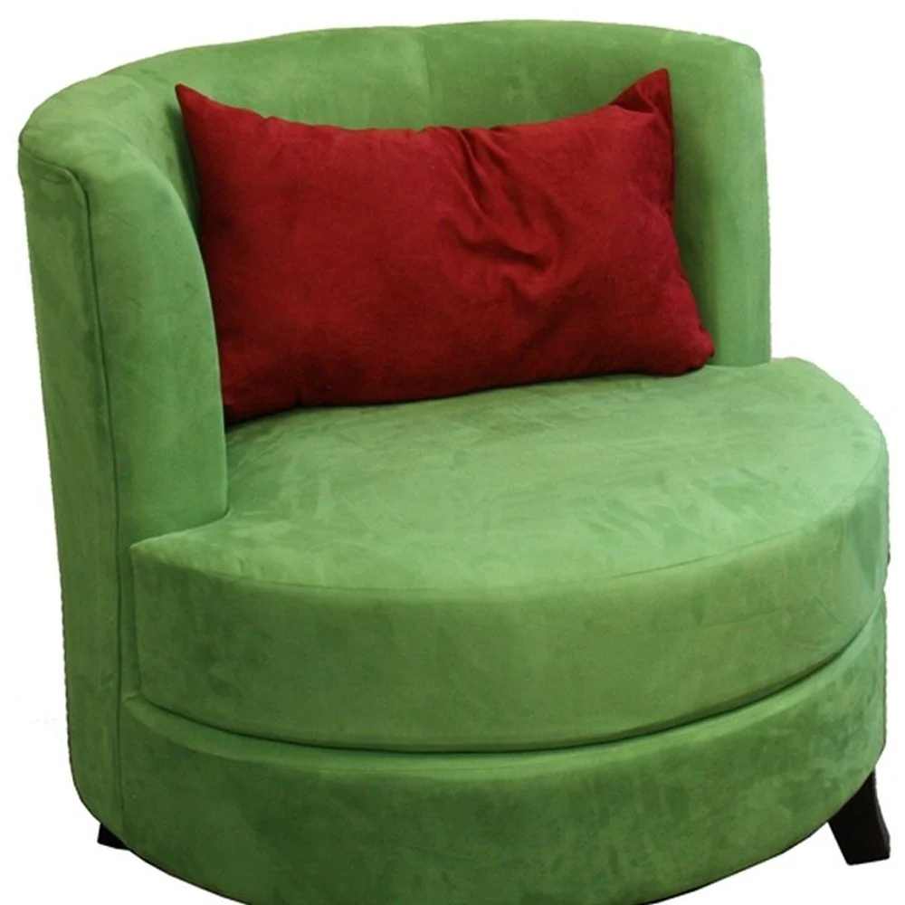 31" Green Microfiber Retro Round Accent Chair with Contrast Pillow By Homeroots - Image 3