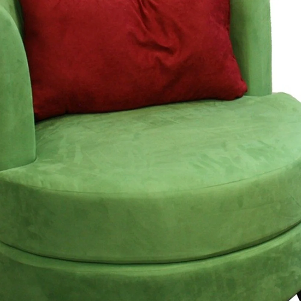 31" Green Microfiber Retro Round Accent Chair with Contrast Pillow By Homeroots - Image 4
