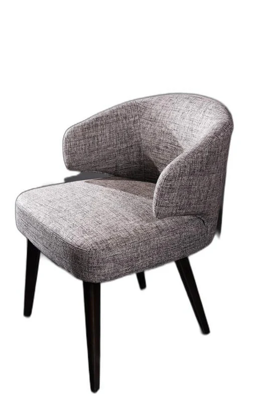 31' Grey Fabric Dining Chair With Wood Legs By Homeroots - Image 4