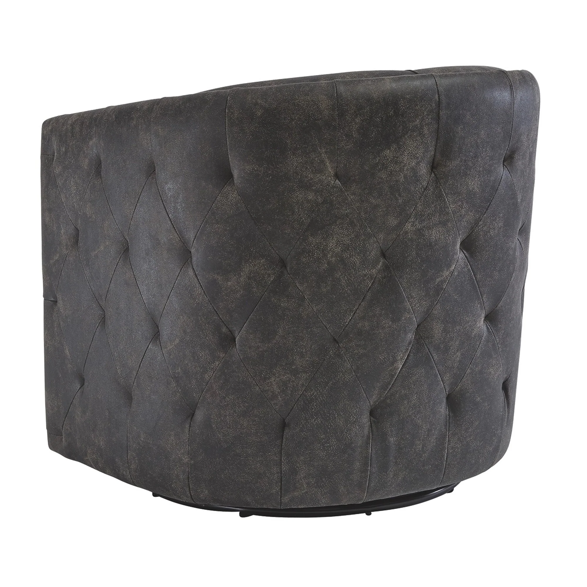 31 Inch Barrel Back Leatherette Swivel Accent Chair Black By Benzara - Image 2