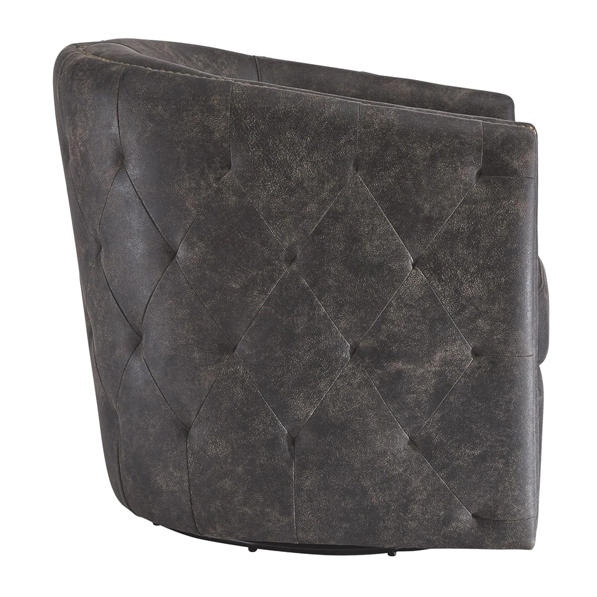 31 Inch Barrel Back Leatherette Swivel Accent Chair Black By Benzara - Image 5