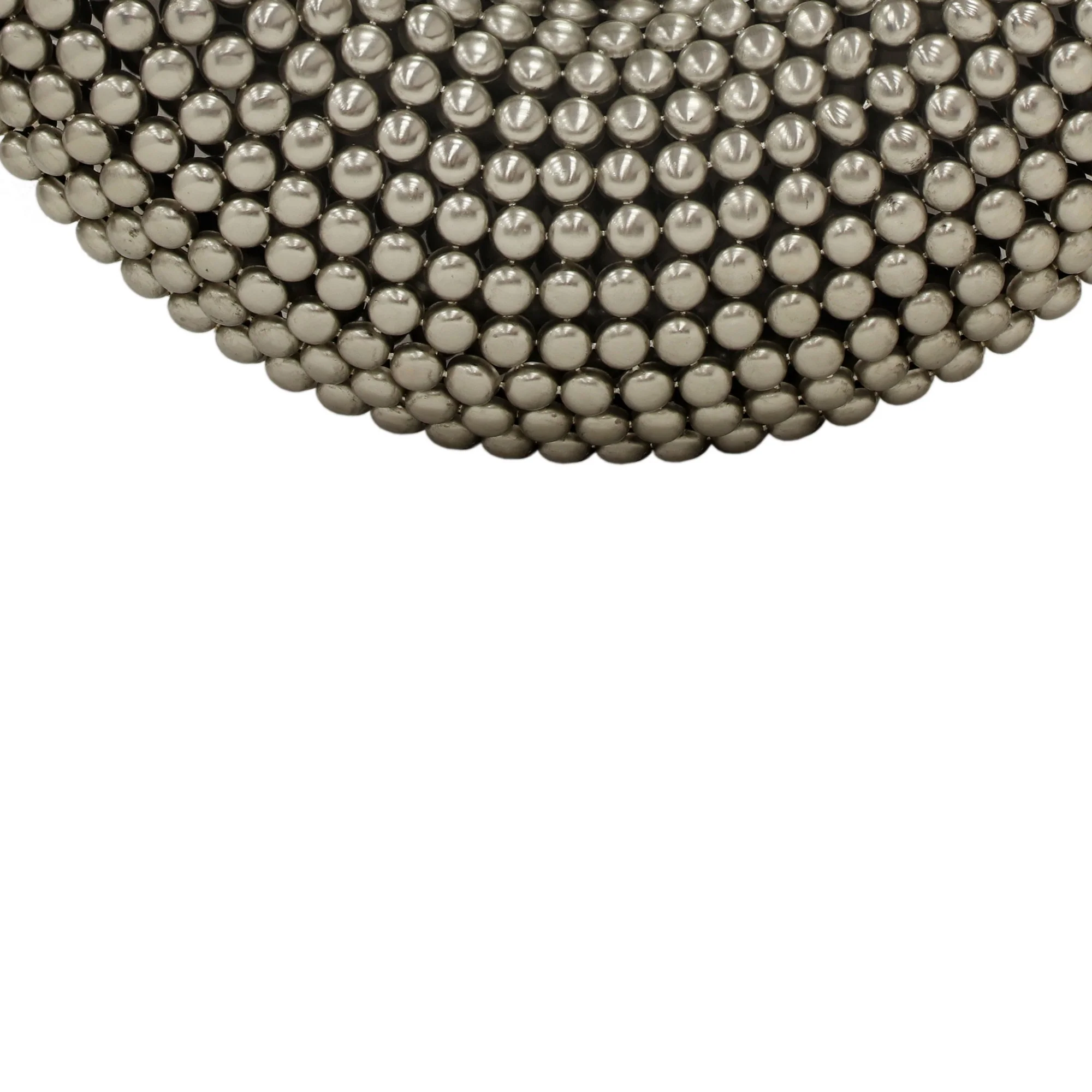 31 Inch Metal Wall Decor with Mirror and Studded Nail Accents, Silver By Benzara - Image 4