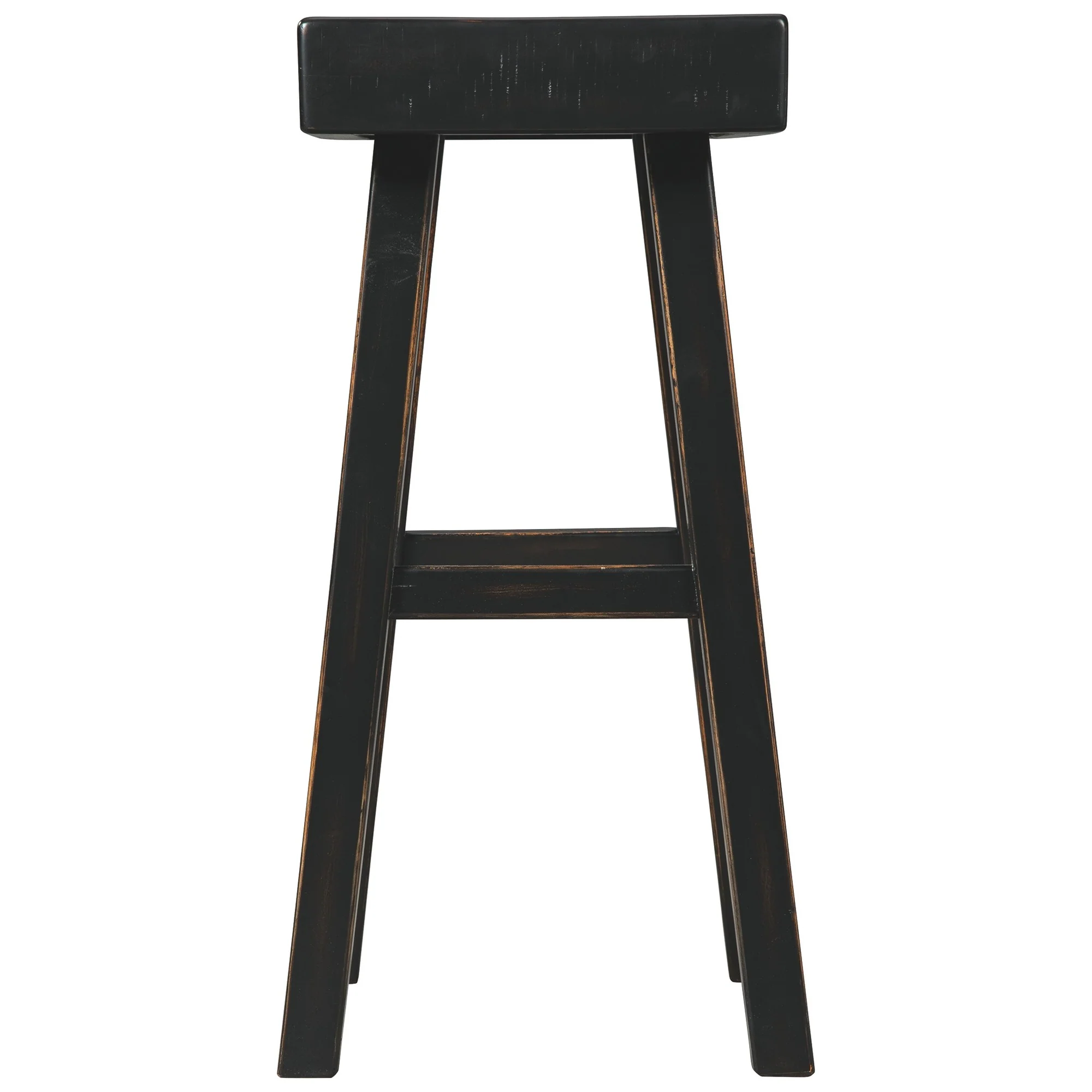 31 Inch Wooden Saddle Stool With Angular Legs Set Of 2 Black By Benzara - Image 2