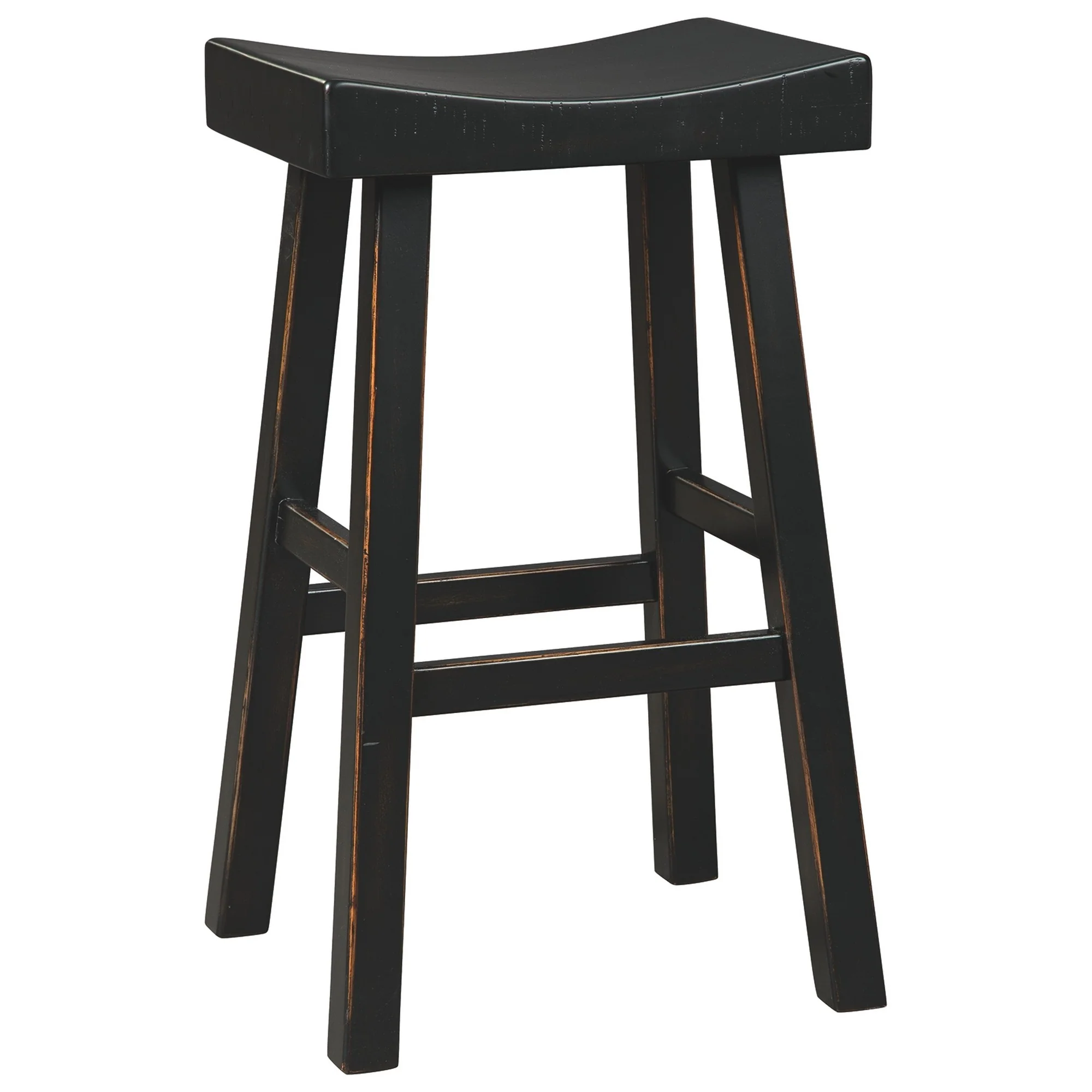 31 Inch Wooden Saddle Stool With Angular Legs Set Of 2 Black By Benzara - Image 3