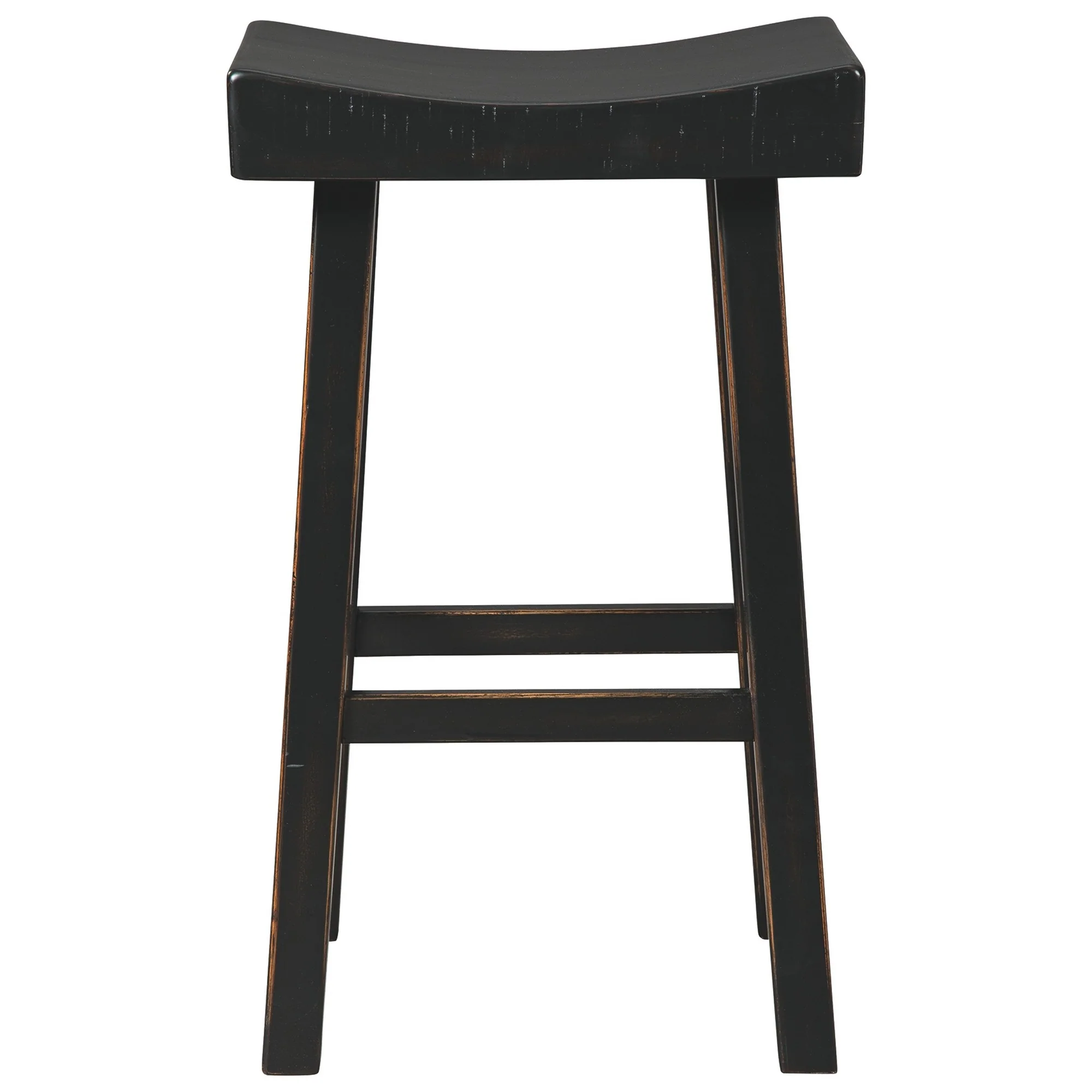 31 Inch Wooden Saddle Stool With Angular Legs Set Of 2 Black By Benzara - Image 4