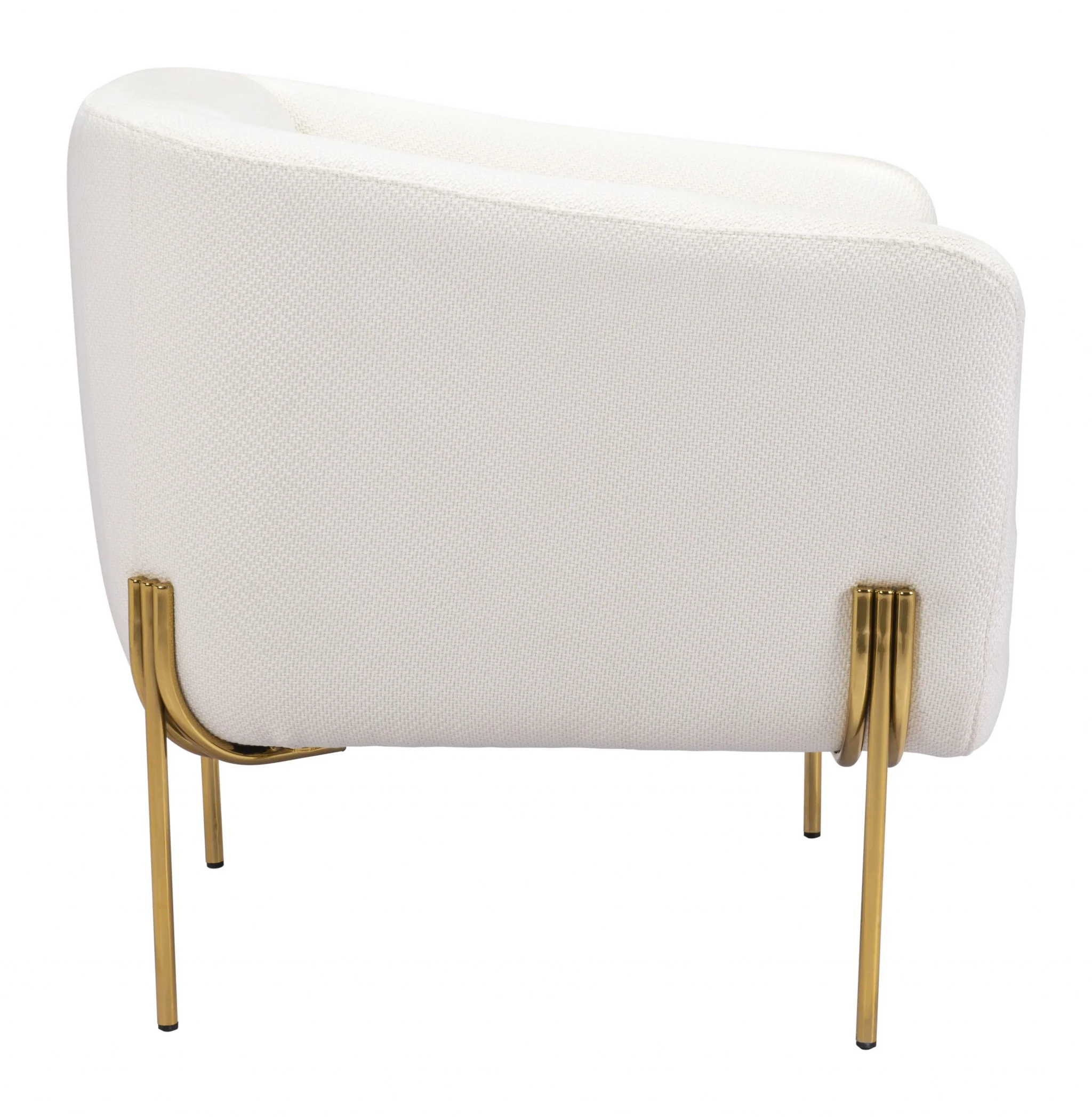 31" Ivory and Gold Textural Upholstered Accent Armchair By Homeroots - Image 3