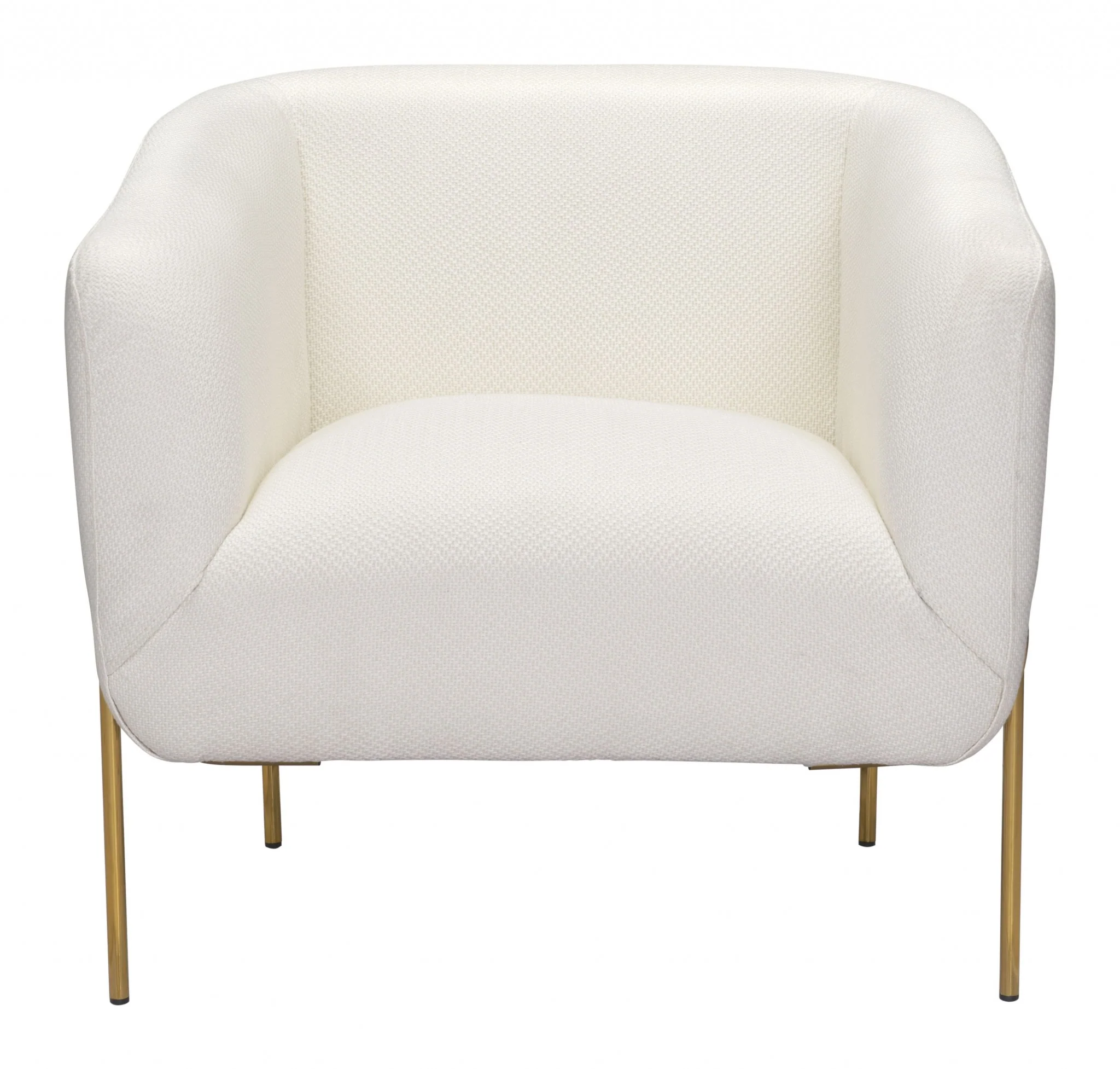 31" Ivory and Gold Textural Upholstered Accent Armchair By Homeroots - Image 4