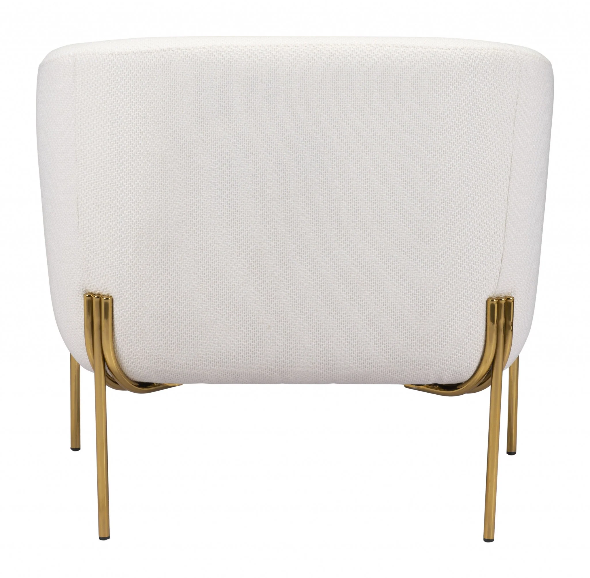 31" Ivory and Gold Textural Upholstered Accent Armchair By Homeroots - Image 5