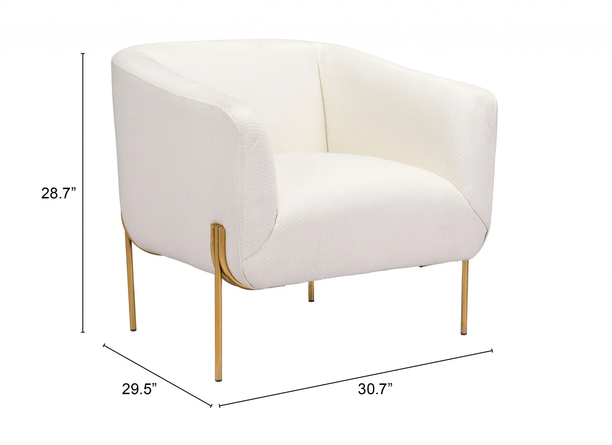 31" Ivory and Gold Textural Upholstered Accent Armchair By Homeroots - Image 7