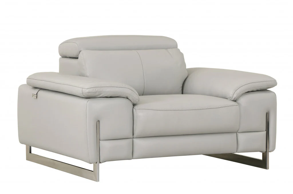 31" Light Grey Tasteful Leather Chair By Homeroots - Image 2