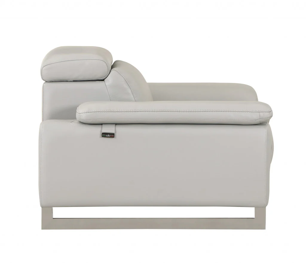 31" Light Grey Tasteful Leather Chair By Homeroots - Image 6