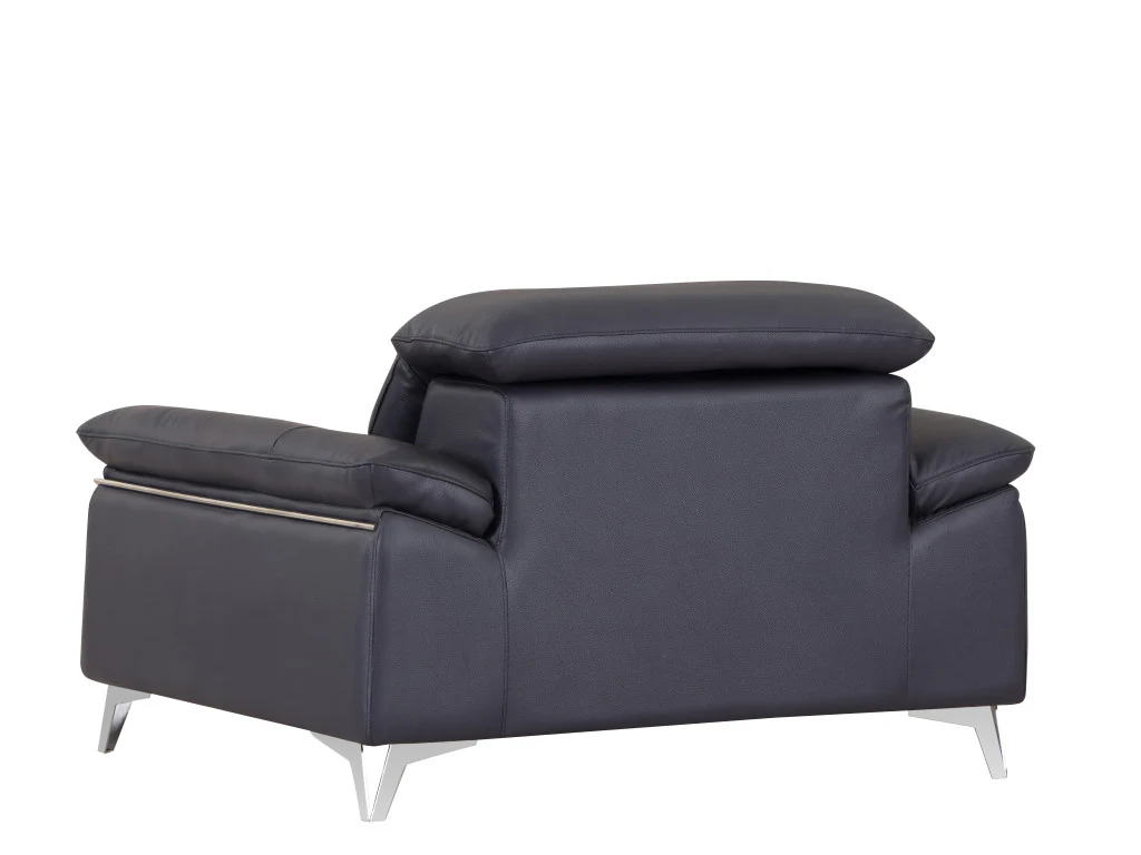 31" Navy Blue Genuine Italian Leather Chair By Homeroots - Image 3