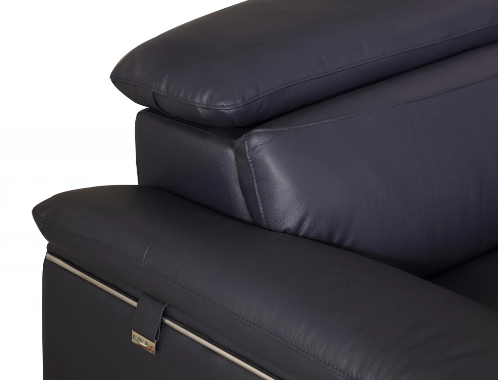 31" Navy Blue Genuine Italian Leather Chair By Homeroots - Image 5