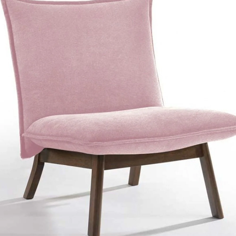 31" Plush Pink Low Profile Armless Accent Chair By Homeroots - Image 3