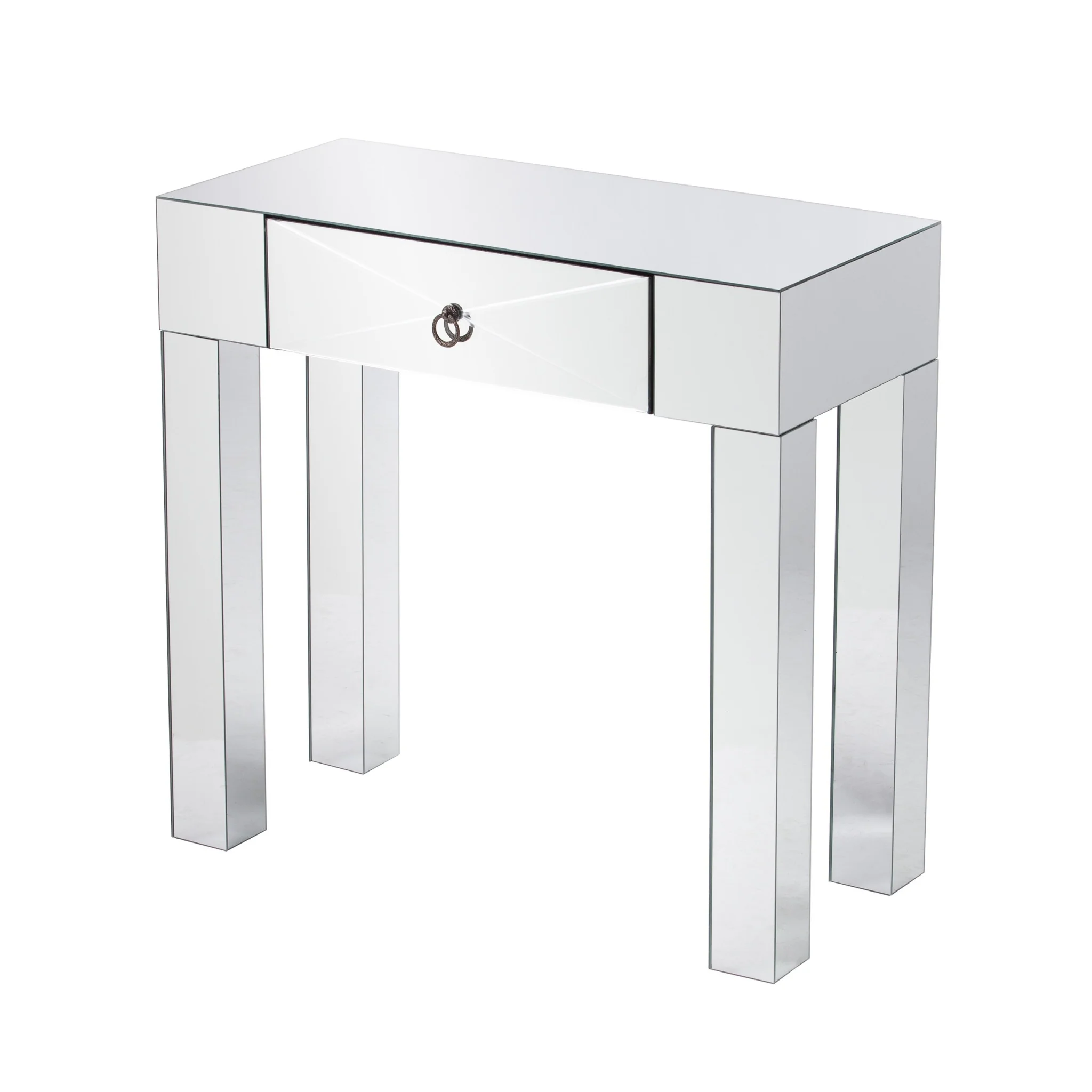 31" Silver Mirrored Glass Console Table With Storage By Homeroots - Image 2