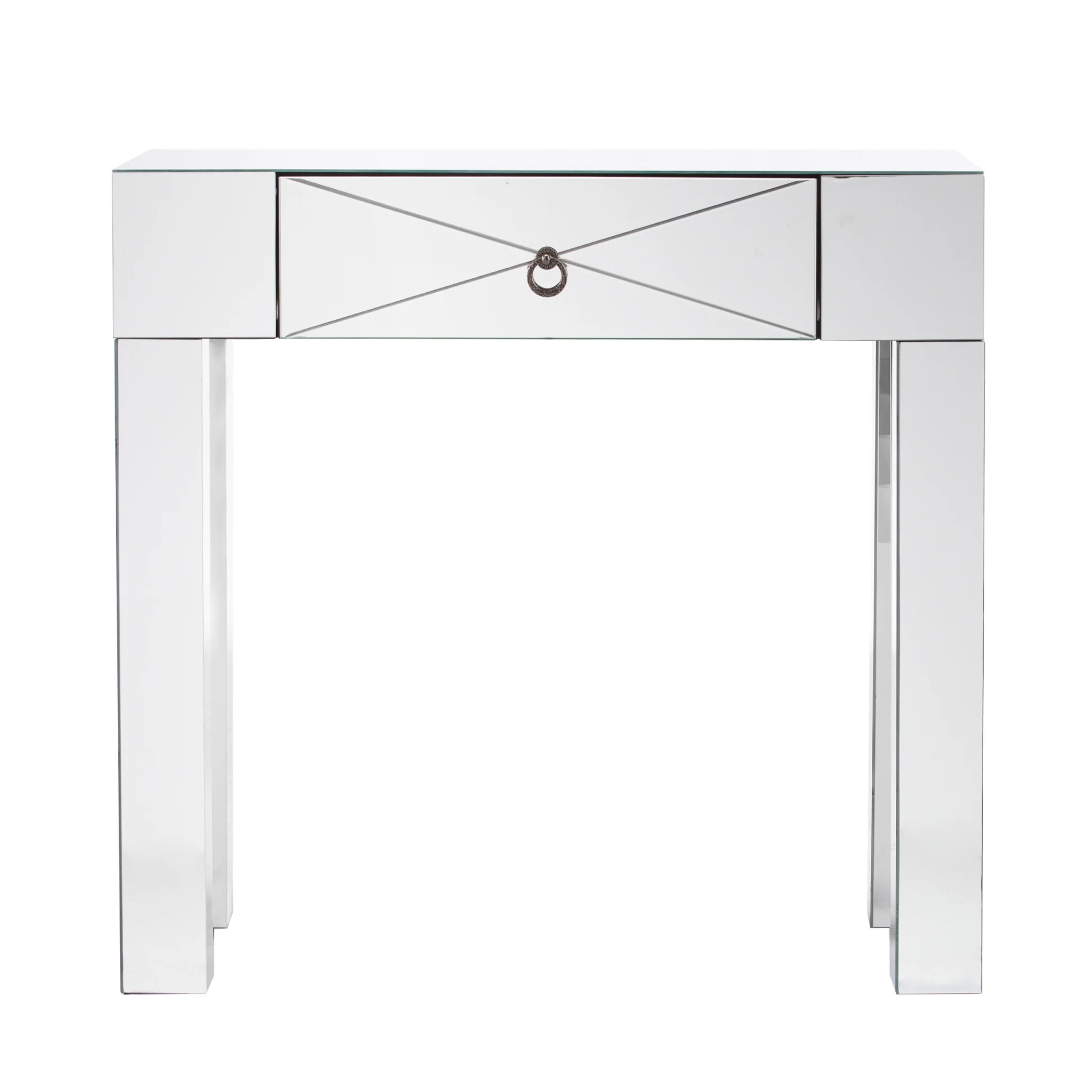 31" Silver Mirrored Glass Console Table With Storage By Homeroots - Image 3