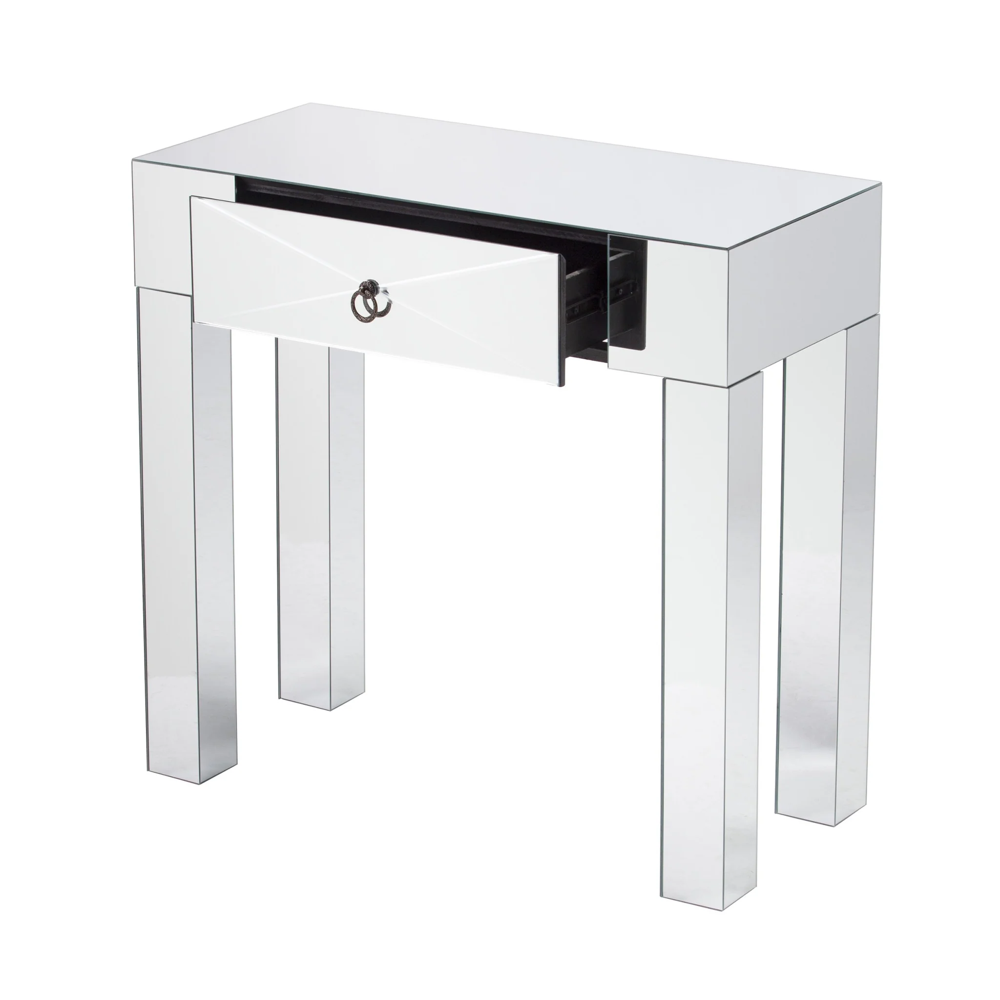 31" Silver Mirrored Glass Console Table With Storage By Homeroots - Image 7
