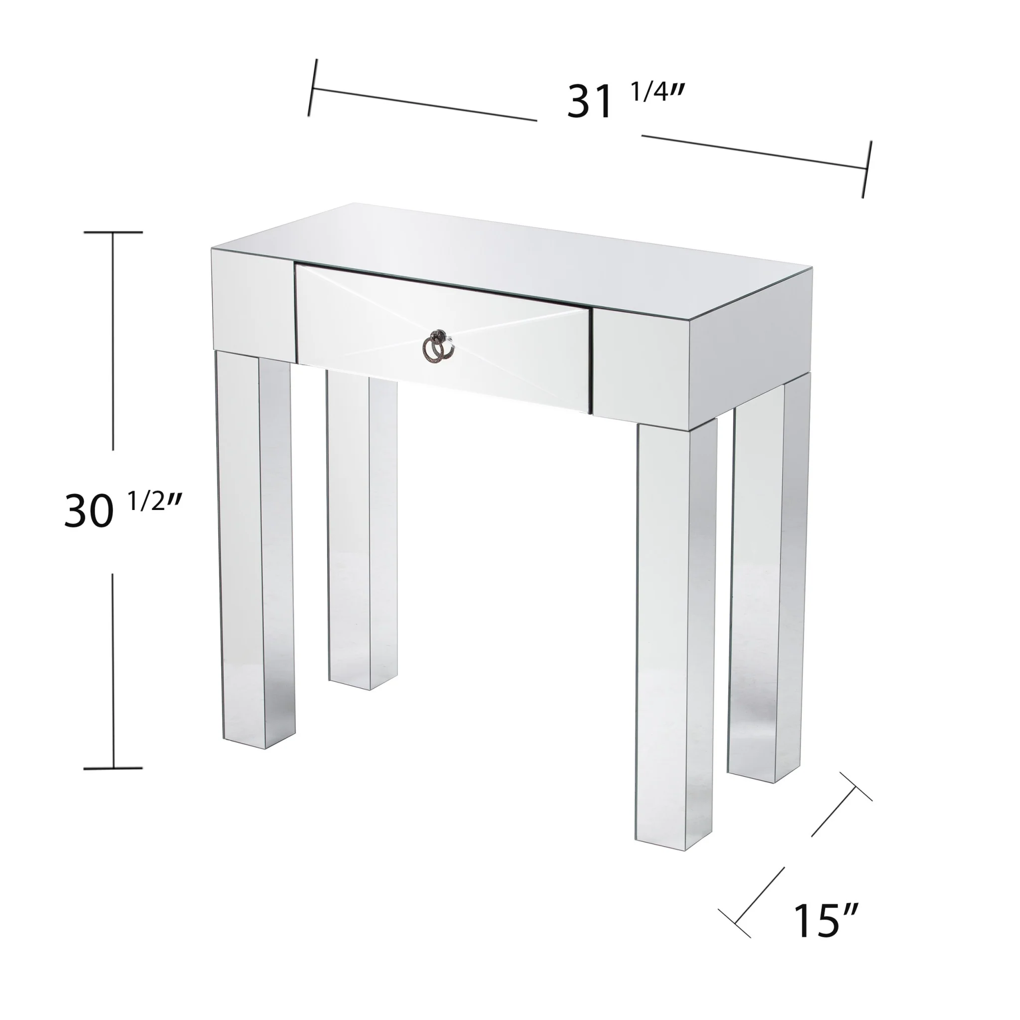 31" Silver Mirrored Glass Console Table With Storage By Homeroots - Image 9