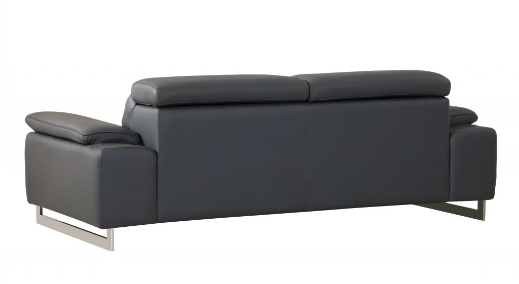 31" Tasteful Dark Grey Leather Sofa By Homeroots - Image 3