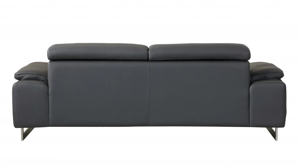 31" Tasteful Dark Grey Leather Sofa By Homeroots - Image 4