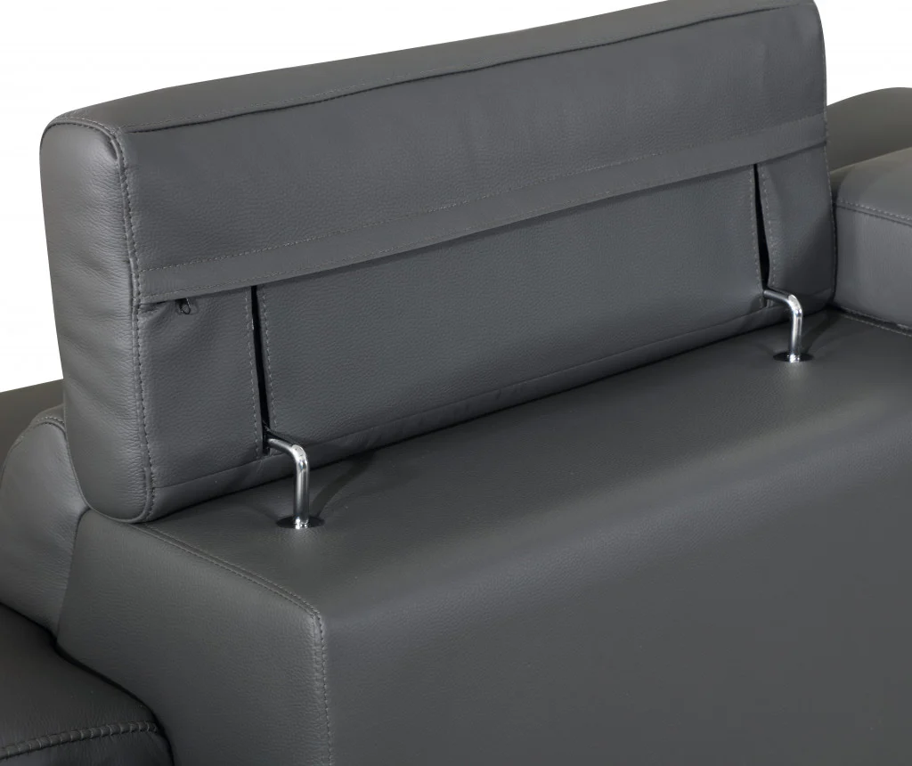 31" Tasteful Dark Grey Leather Sofa By Homeroots - Image 6