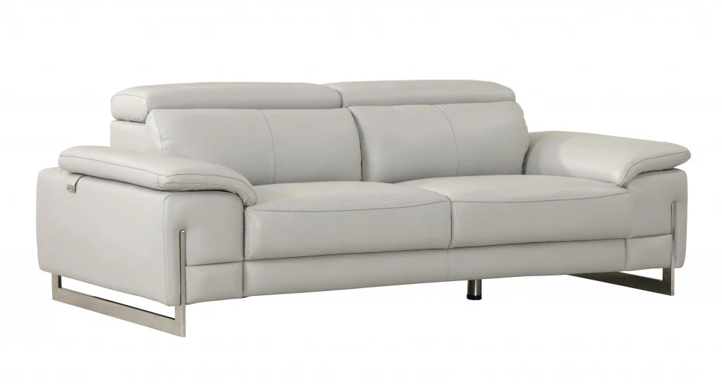 31" Tasteful Light Grey Leather Sofa By Homeroots - Image 2